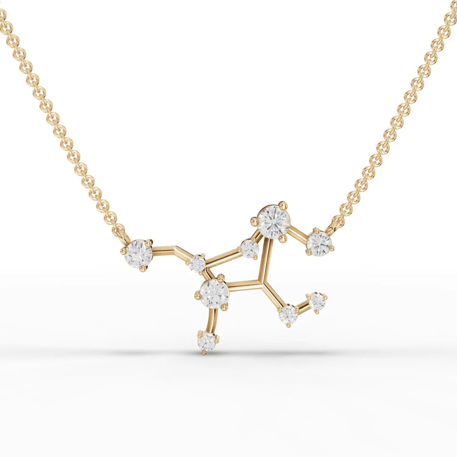 Virgo constellation pendant yellow gold front