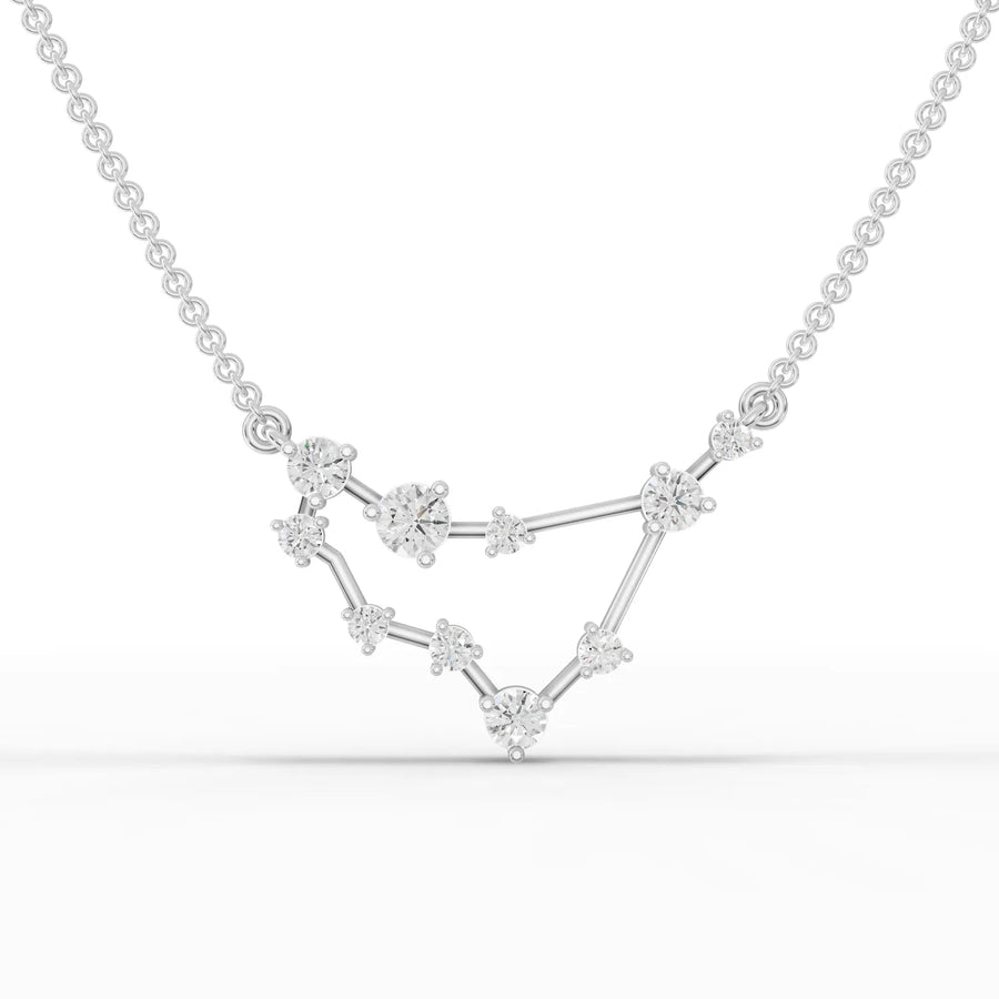 0.47 CT Capricorn constellation lab grown diamond pendant in 18K gold with round diamonds in a V-shaped zodiac layout