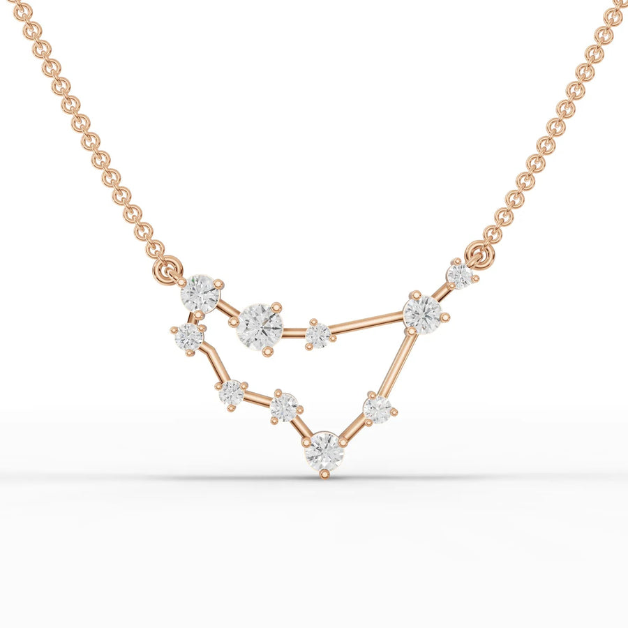 Capricorn constellation pendant rose gold front view