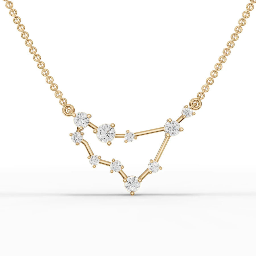 Capricorn constellation pendant yellow gold front view
