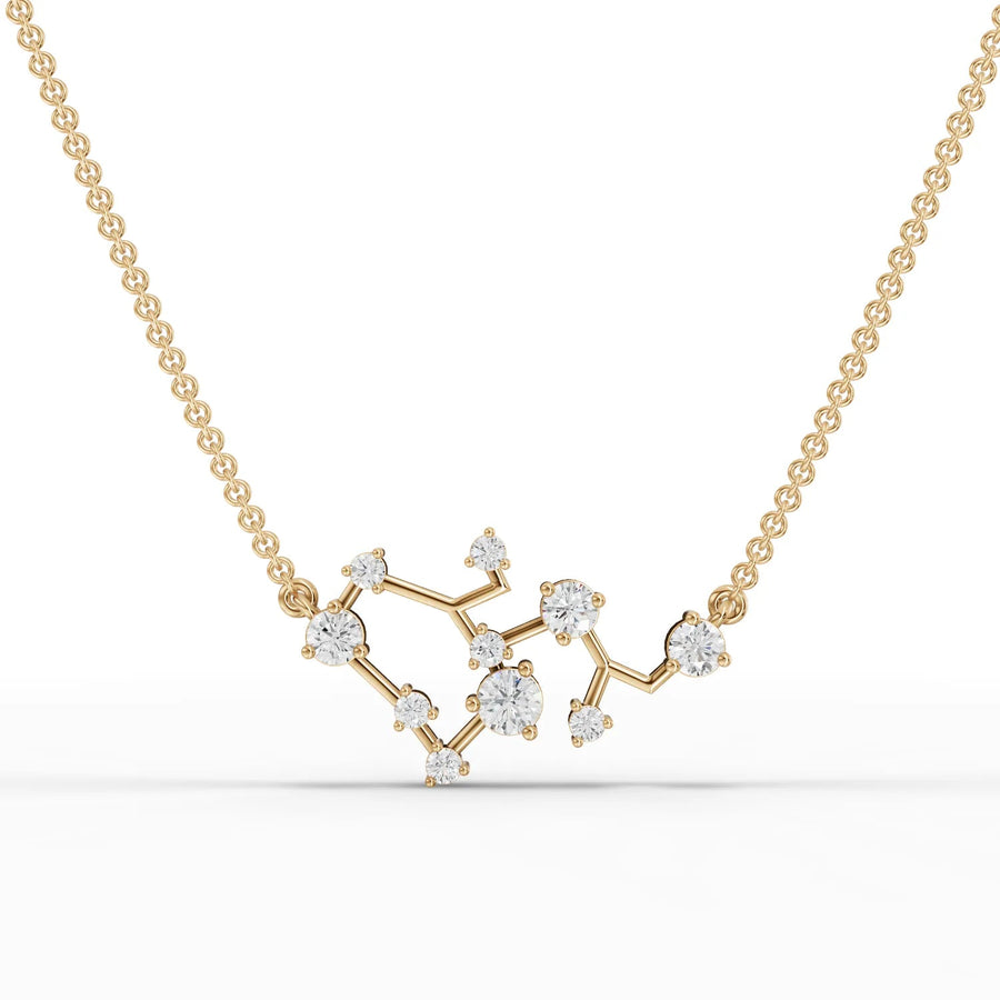 Sagittarius constellation pendant in yellow gold