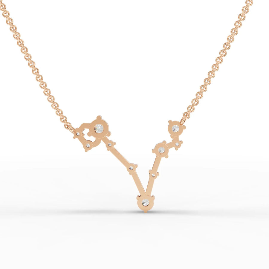 Rose gold Pisces pendant angled profile