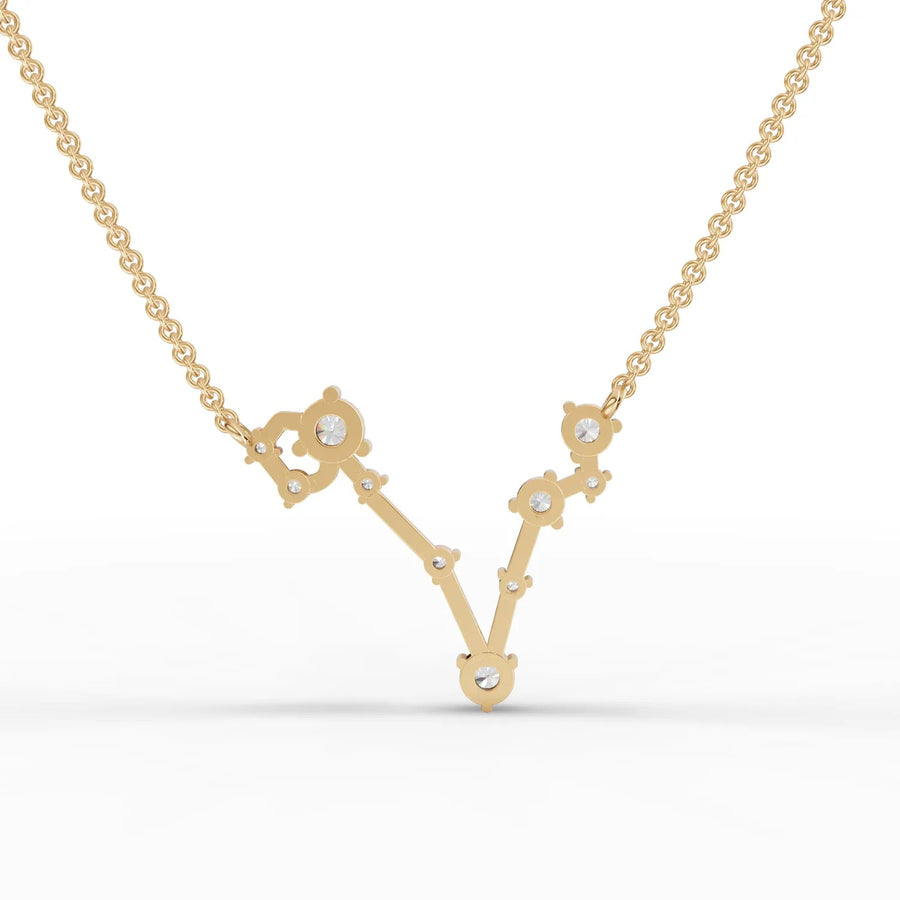 Yellow gold constellation pendant angled profile
