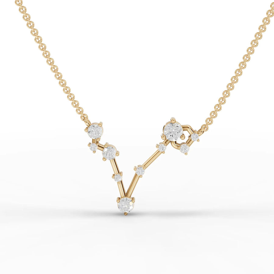 Pisces constellation pendant yellow gold top view