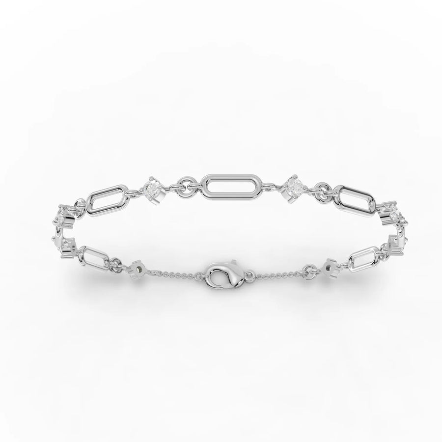 0.64 CT diamond link bracelet in 18K gold with open elongated links and round lab grown diamonds