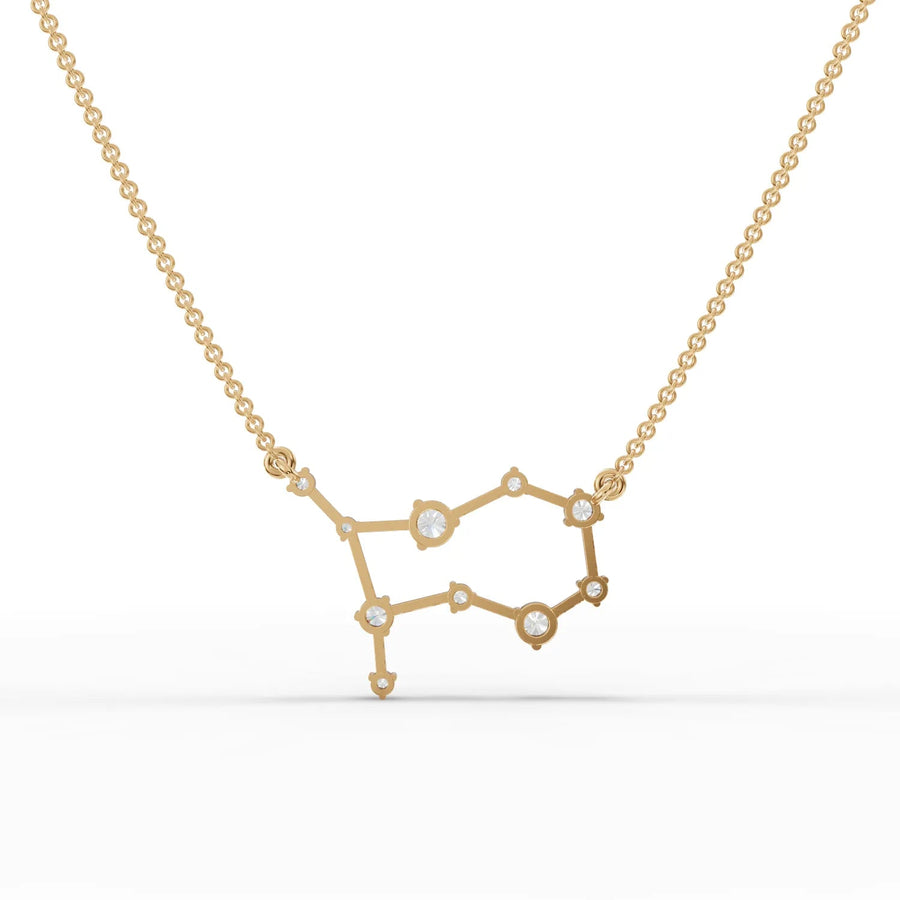 Gemini constellation pendant yellow gold front view
