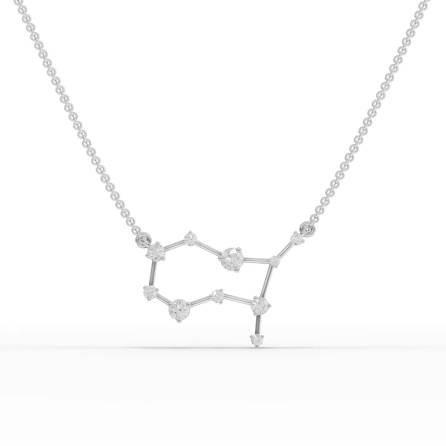 0.61 CT Gemini lab-grown diamond pendant in 18K gold with round diamonds arranged in a zodiac constellation design
