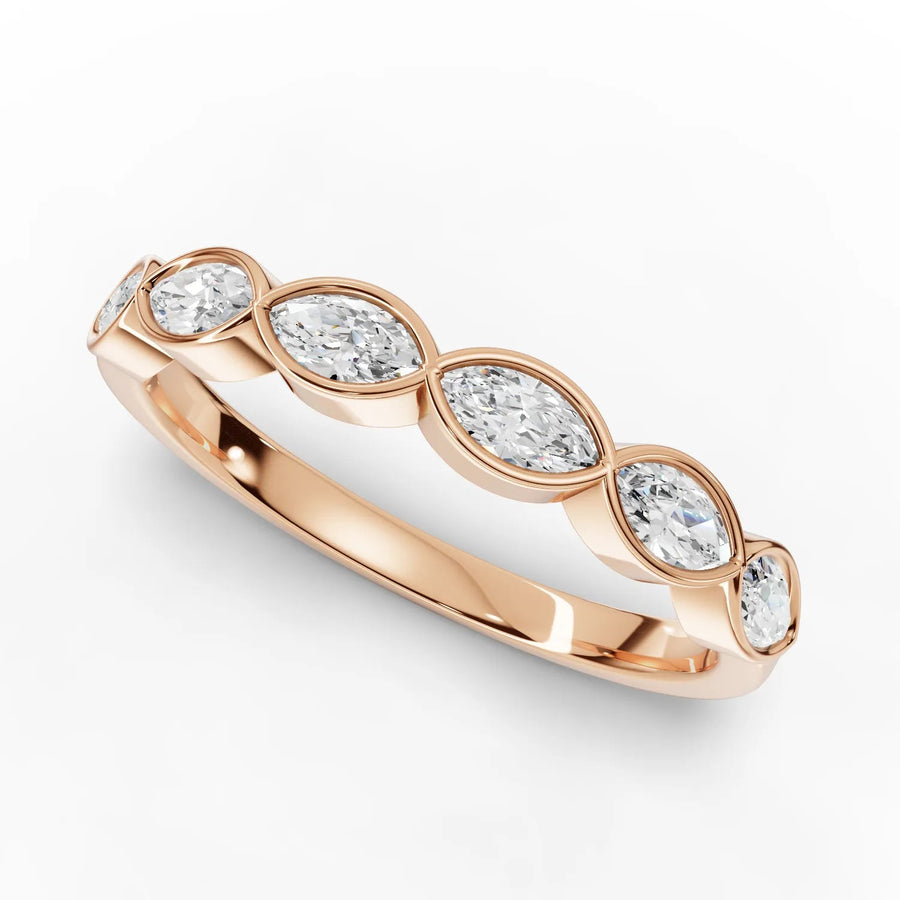Marquise eternity ring rose gold angle