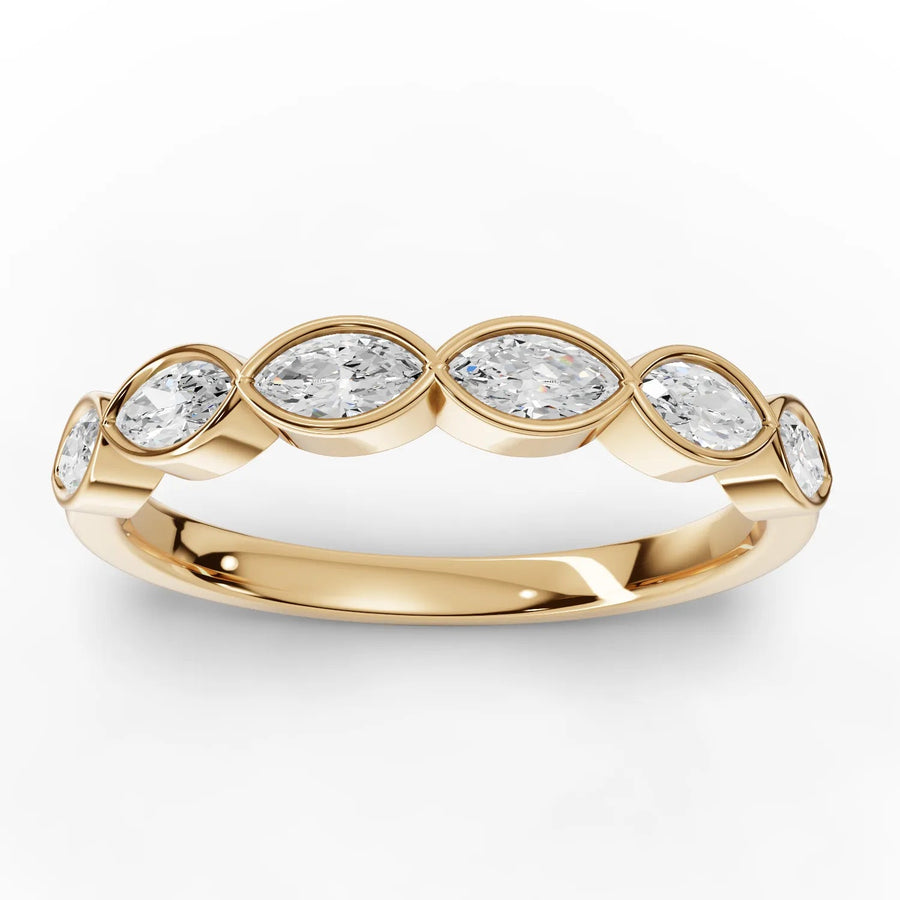 0.60 CT marquise lab-grown diamond eternity ring yellow gold top view