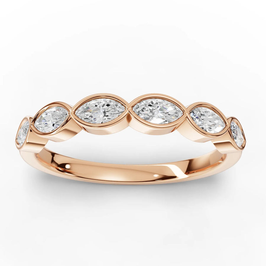 0.60 CT marquise lab-grown diamond eternity ring rose gold top view