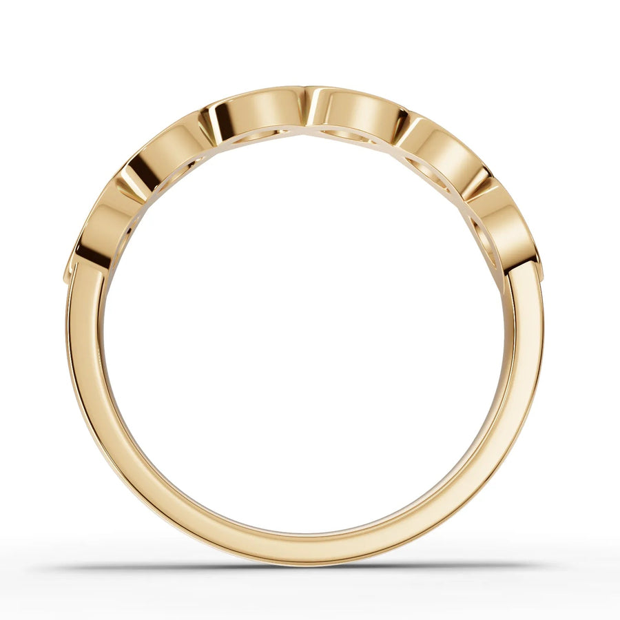 Marquise cut lab-grown eternity ring yellow gold close-up