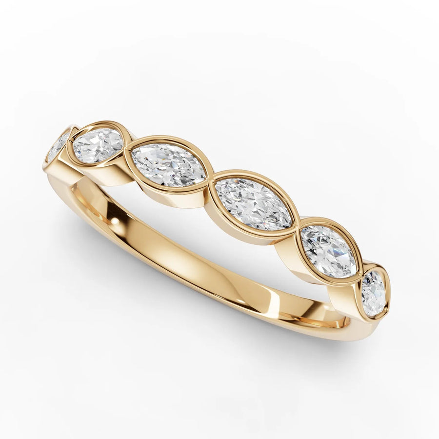 Marquise eternity ring yellow gold angle
