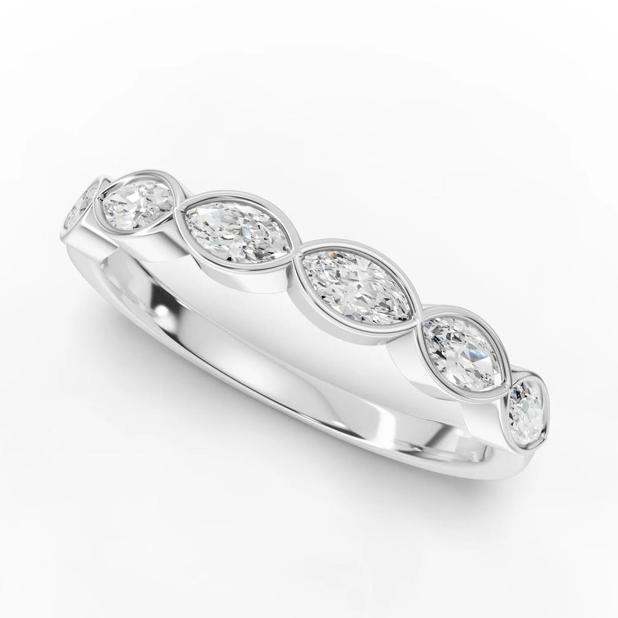 Marquise eternity ring white gold angle