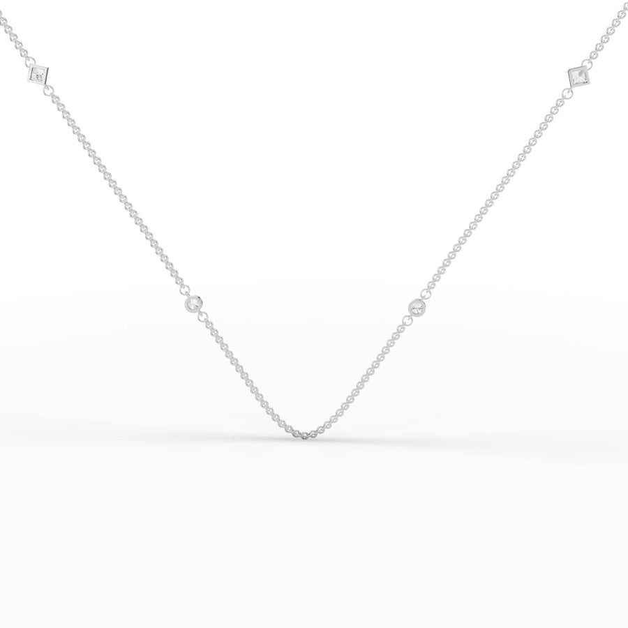 Lab-grown diamond mixed cut necklace white gold close-up