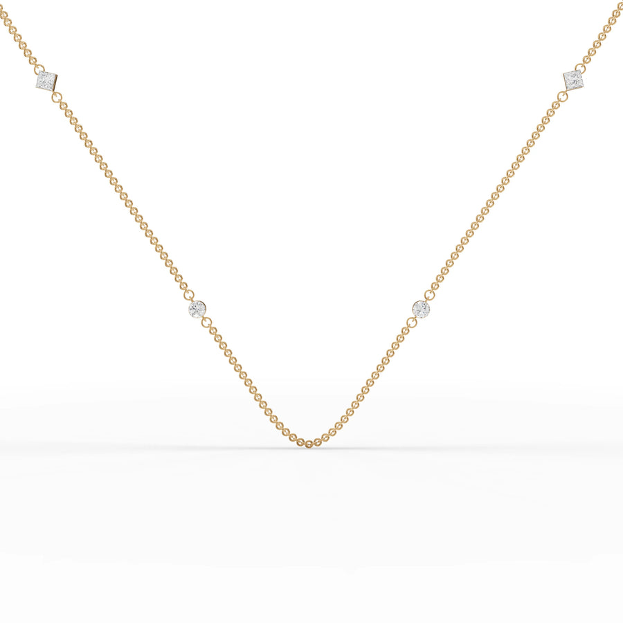 0.56 CT lab-grown diamond mixed cut necklace yellow gold front view