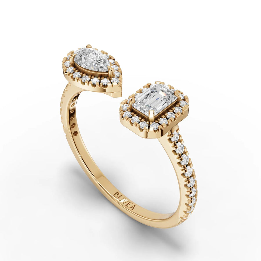 0.77 CT open ring yellow gold angled profile