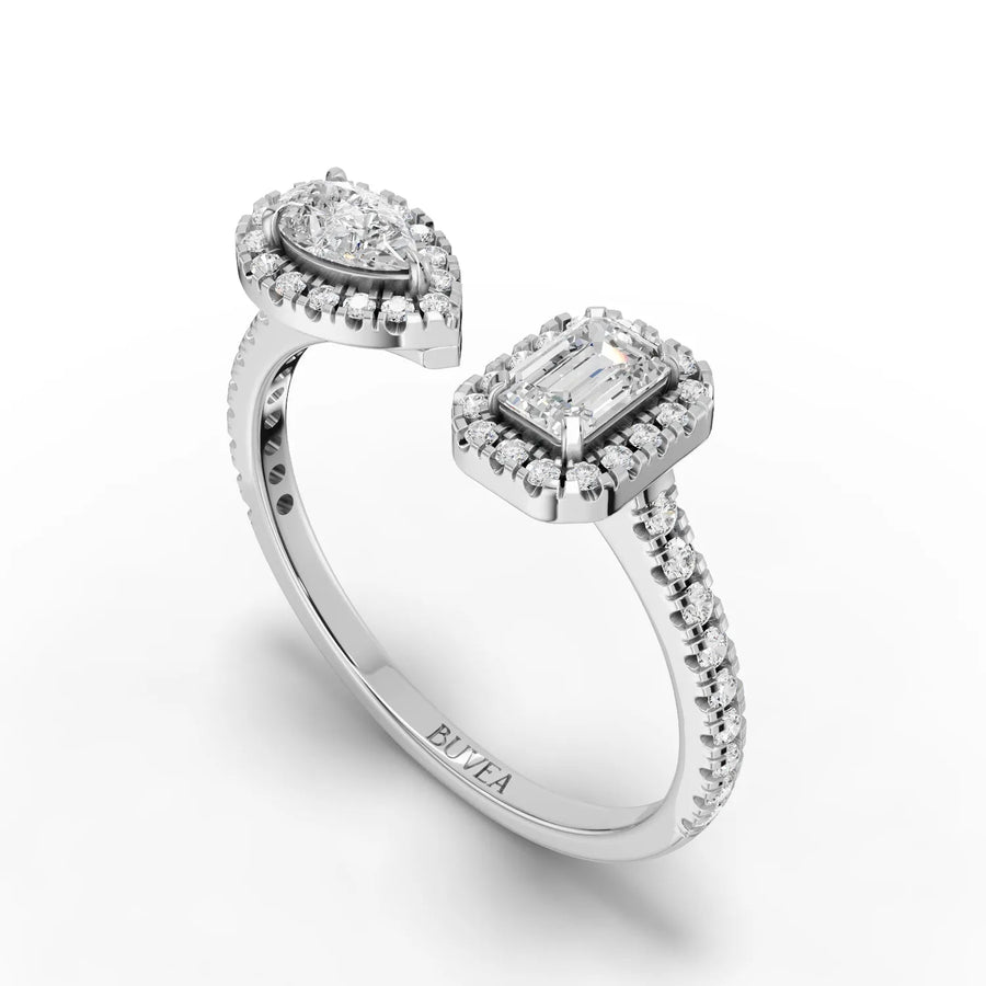 0.77 CT open ring white gold angled profile