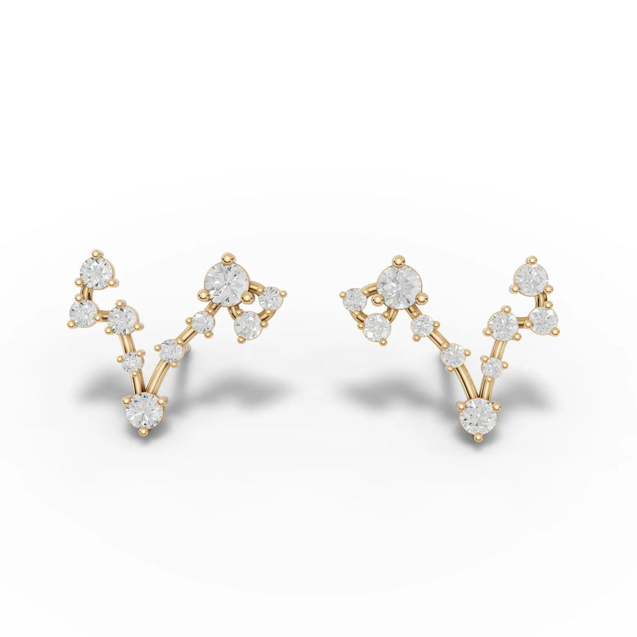 Yellow gold constellation earring profile