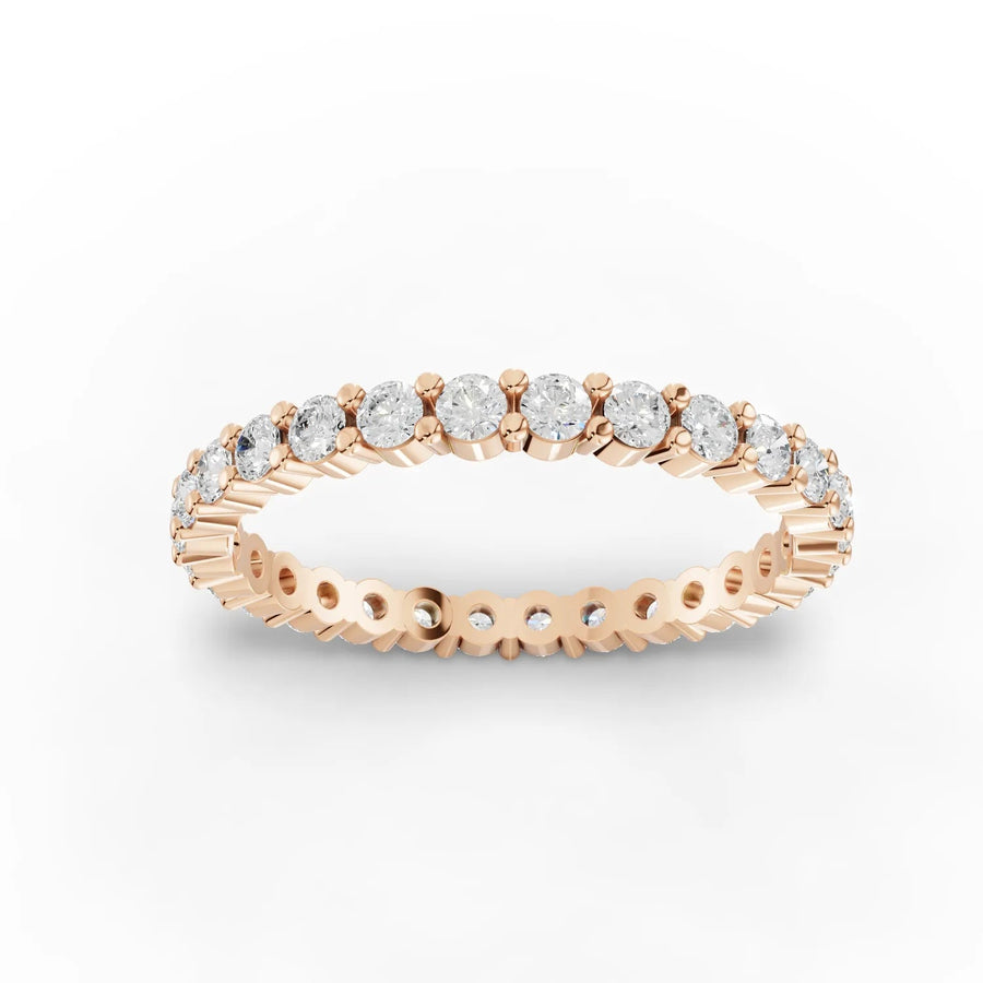0.72 CT round lab-grown diamond eternity ring rose gold top view