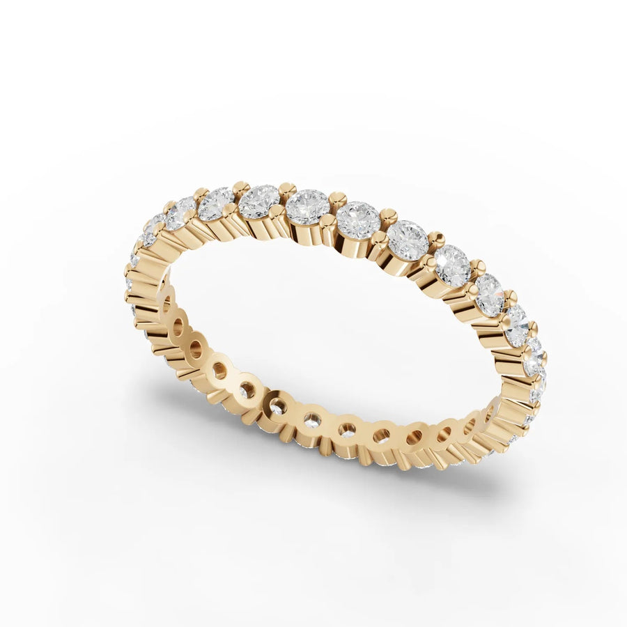 Round eternity ring yellow gold angle