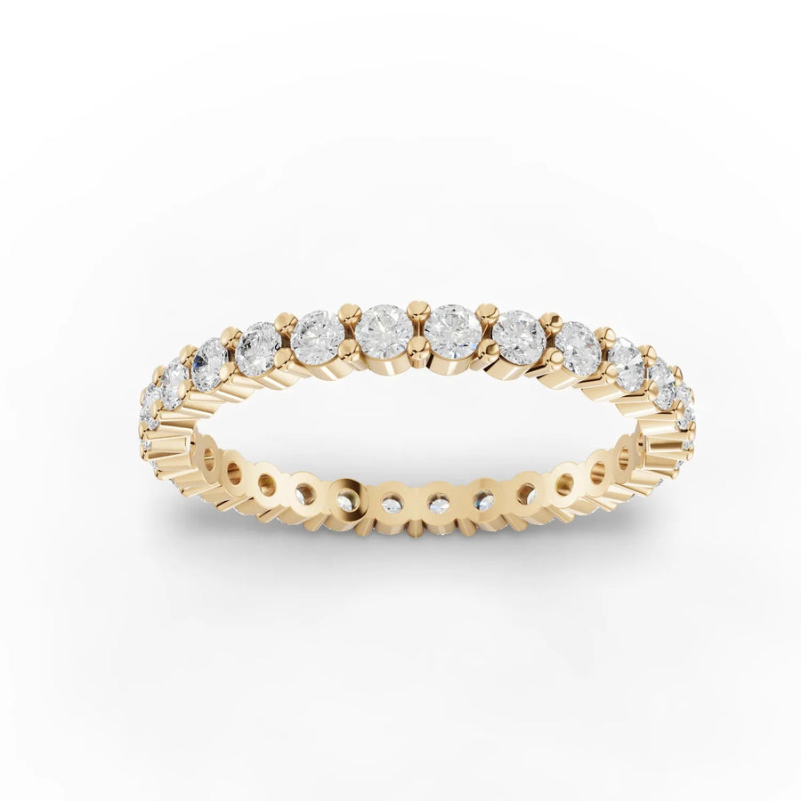 0.72 CT round lab-grown diamond eternity ring yellow gold top view