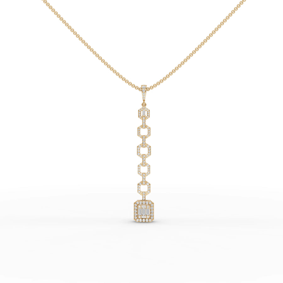 Yellow gold geometric diamond pendant