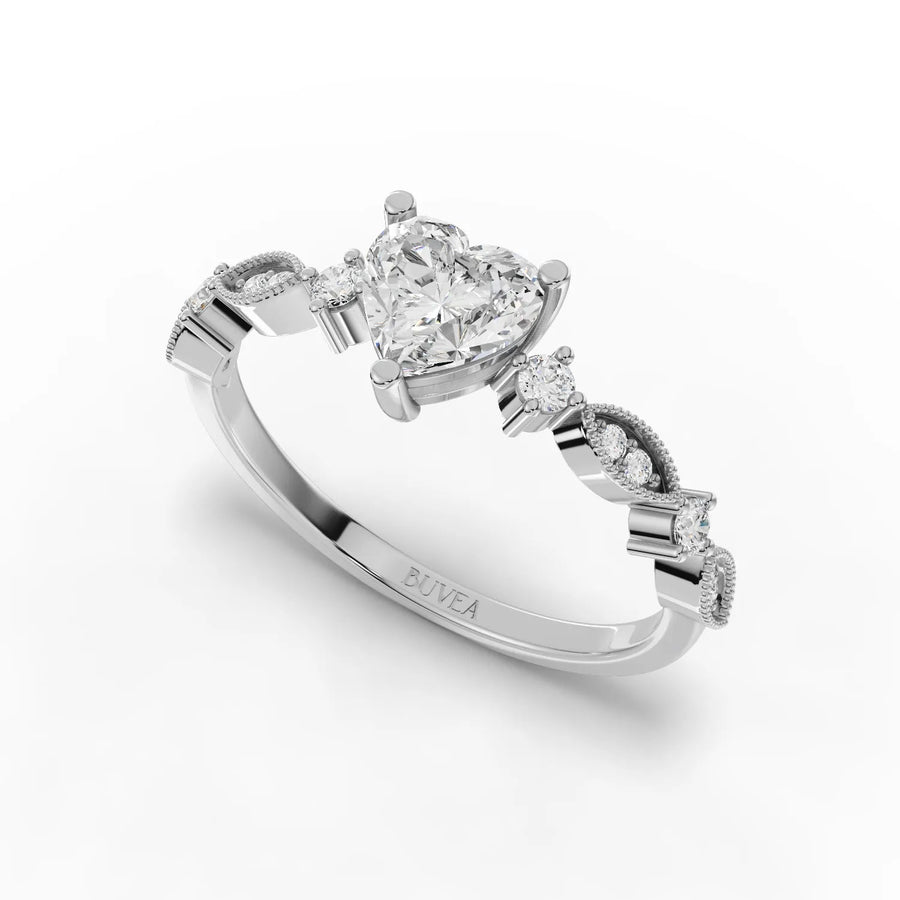 0.65 CT heart ring white gold angled profile