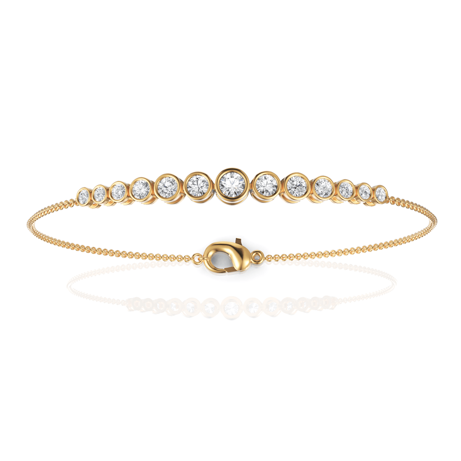 Chain and gradient stone arrangement in yellow gold