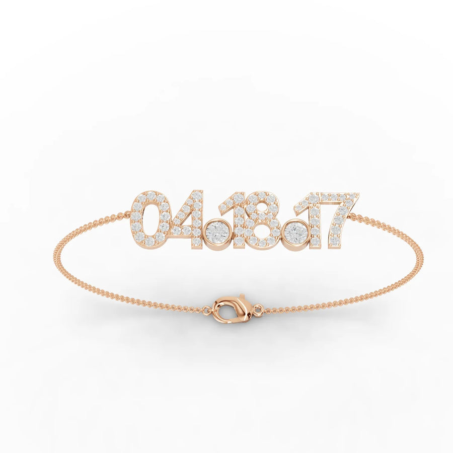 Custom date bracelet in rose gold