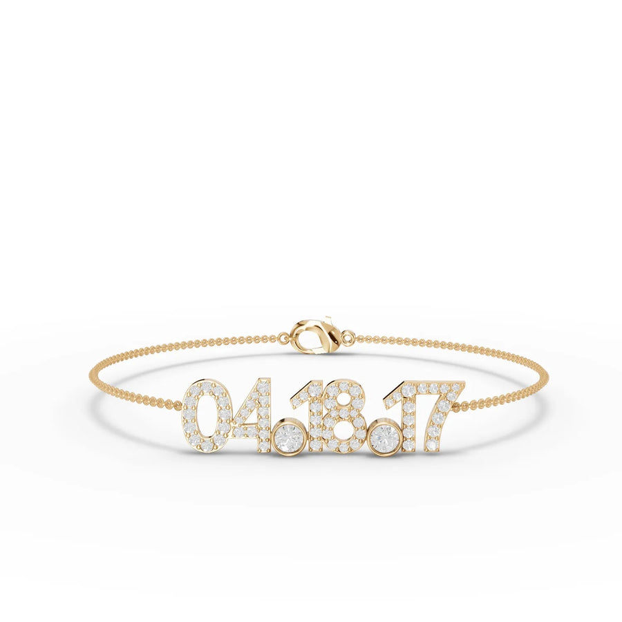 Custom date bracelet in yellow gold