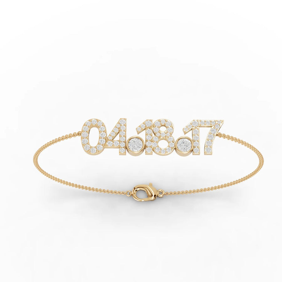 Custom date bracelet in yellow gold