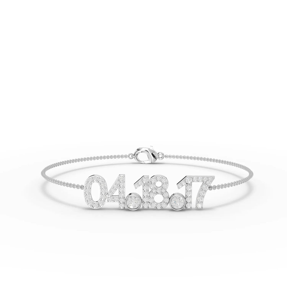 White gold bezel-set diamond detail