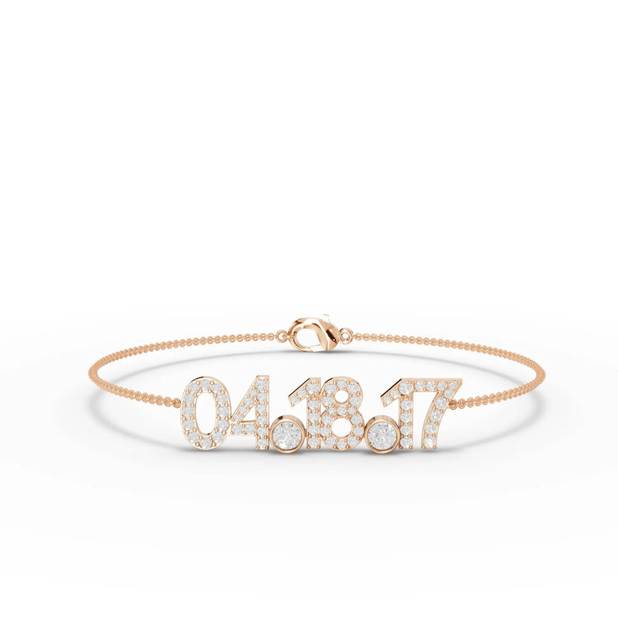 Custom date bracelet in rose gold