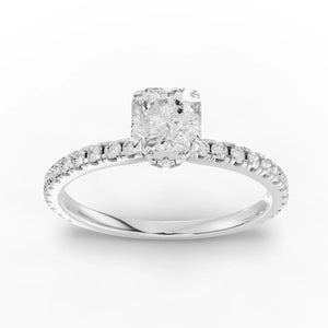 Cushion Hidden Halo Rings