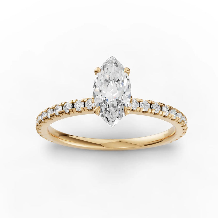Yellow gold marquise pavé diamond ring