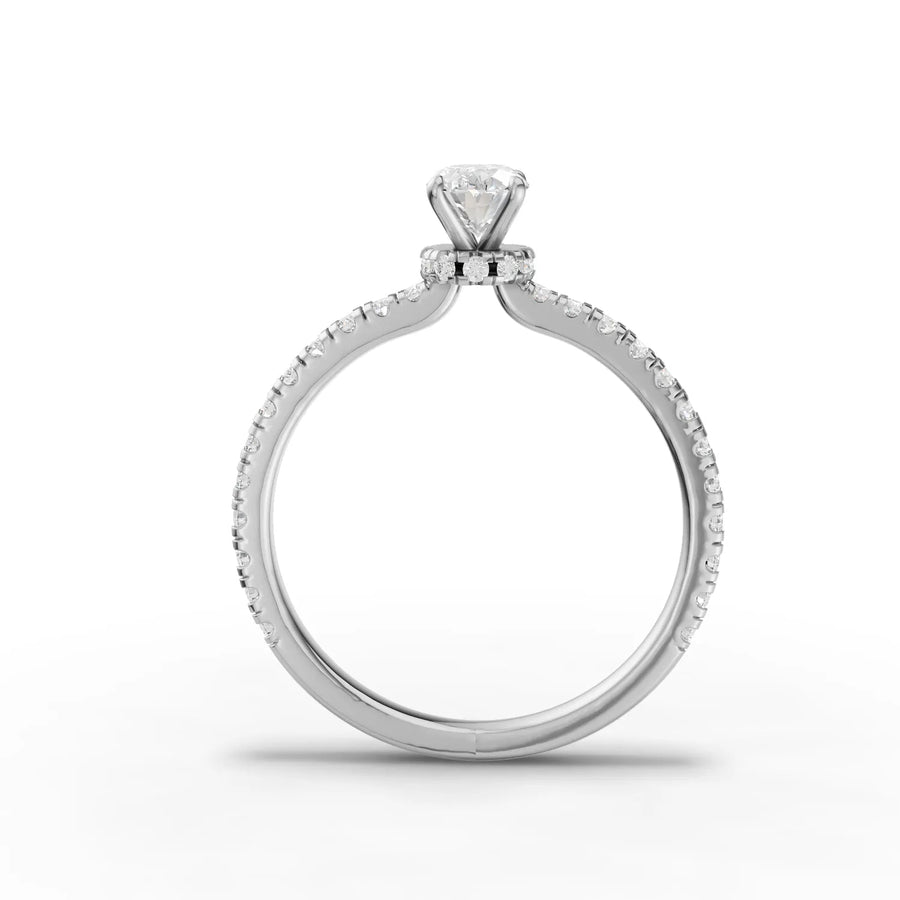 Oval lab-grown diamond ring white gold close-up