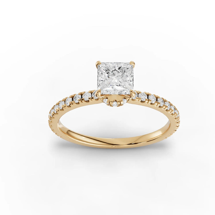 0.79 CT princess lab-grown diamond ring yellow gold top view