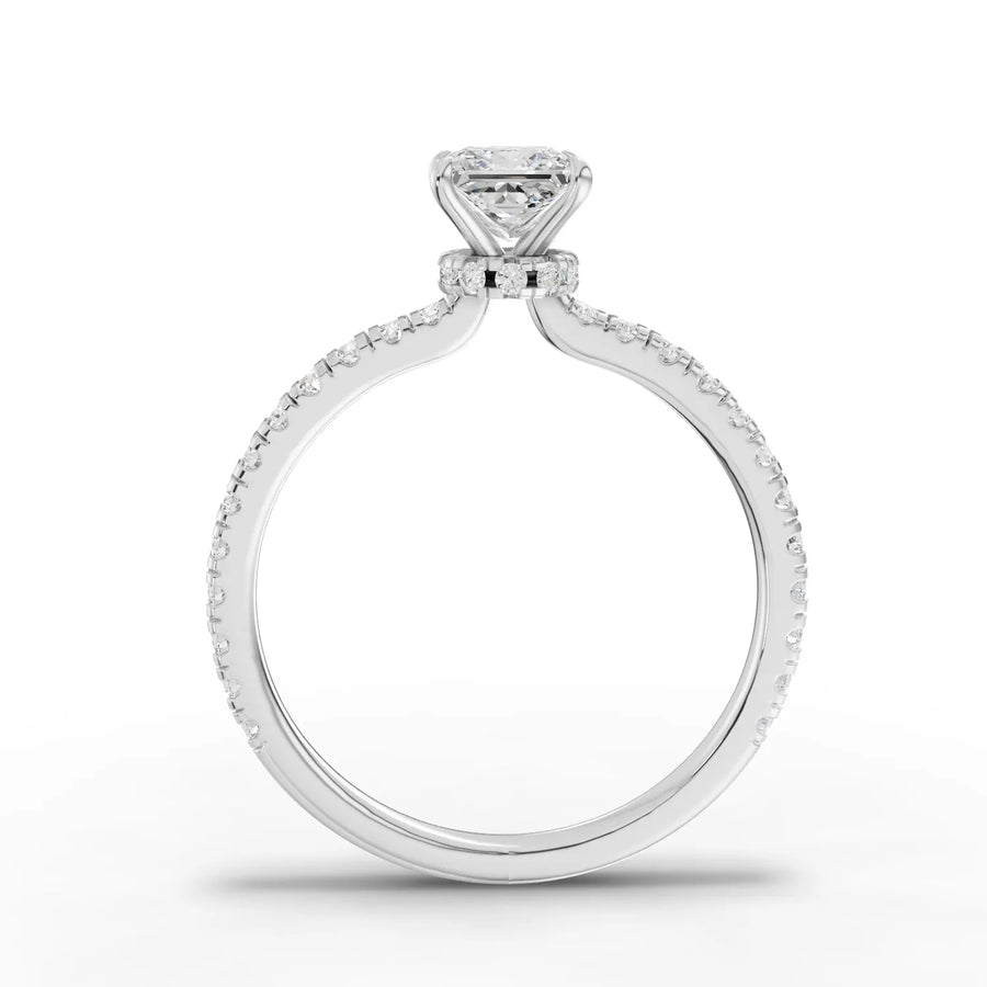 Princess lab-grown ring white gold close-up