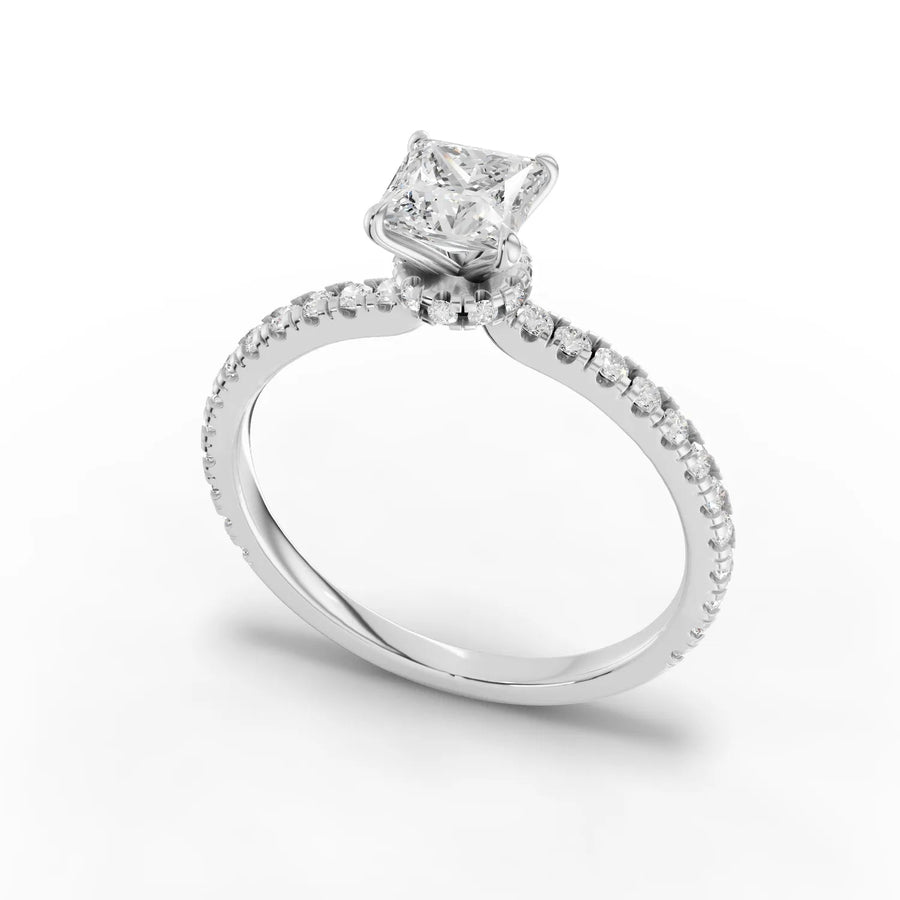 Princess diamond band ring white gold angle