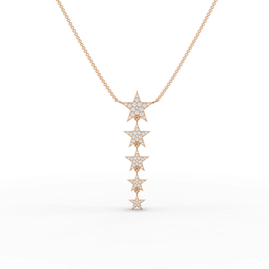 Rose gold five-star diamond pendant