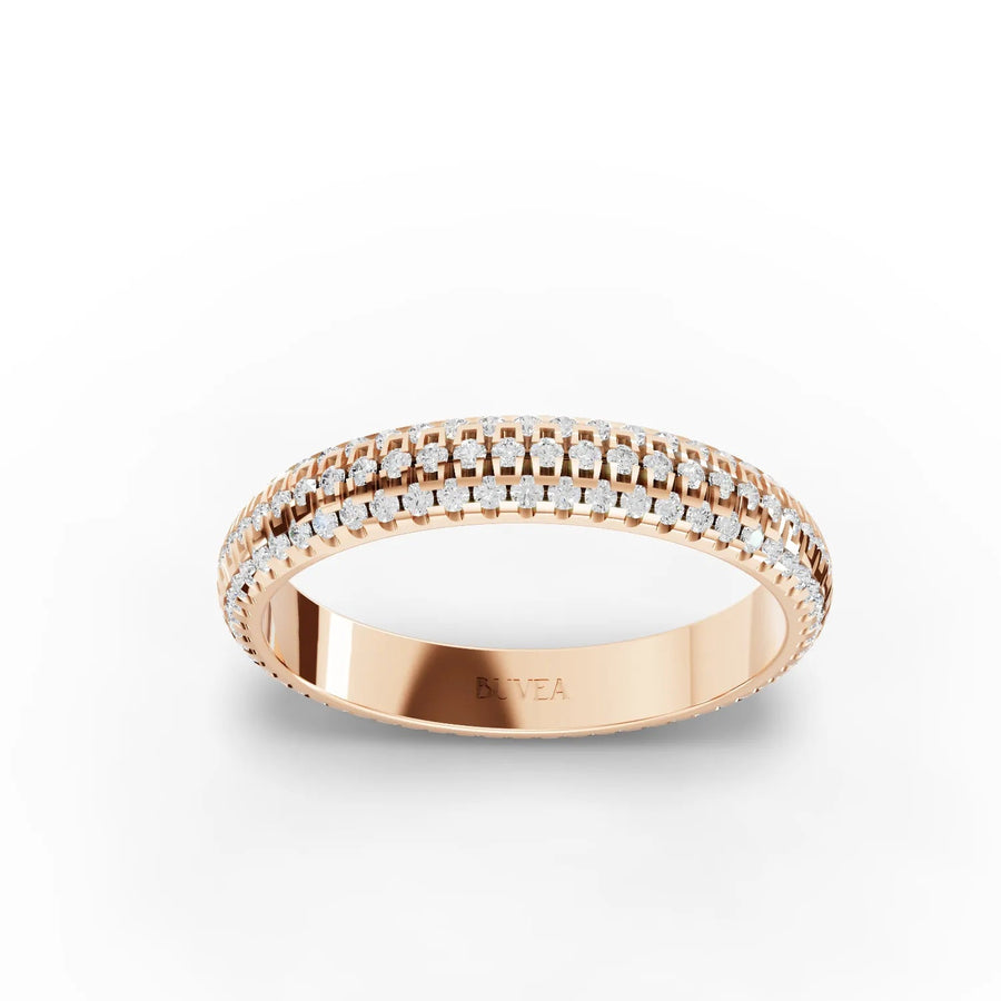 Lattice eternity diamond band rose gold top view