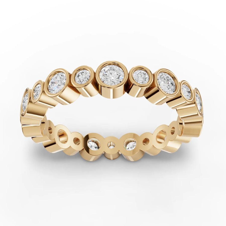 0.87 CT round lab-grown diamond eternity ring yellow gold top view