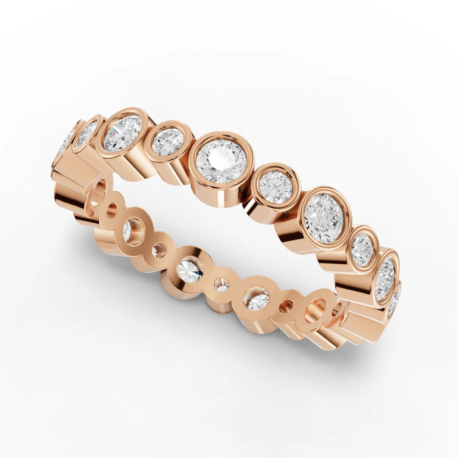 Round eternity ring rose gold angle