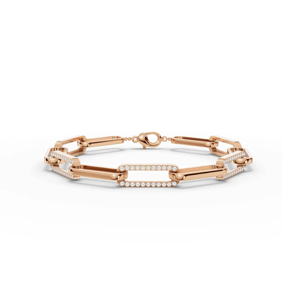 Rose gold elongated link detail