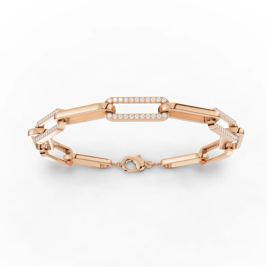 Pavé link bracelet in rose gold