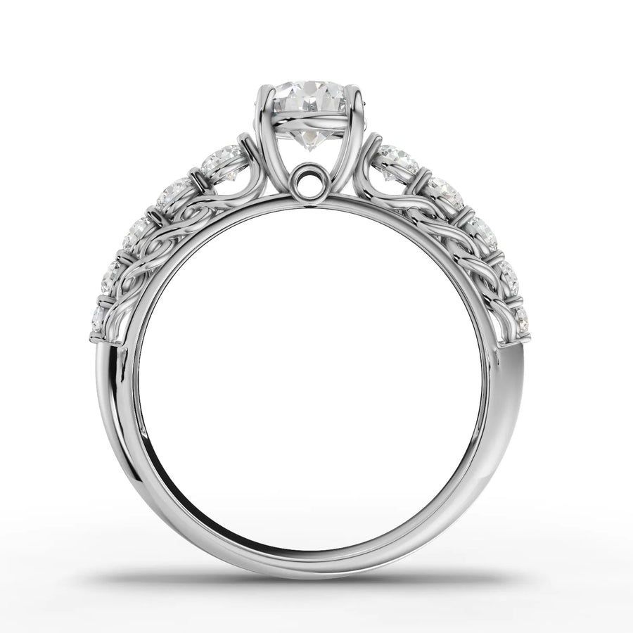 Twisted band lab-grown ring white gold close-up