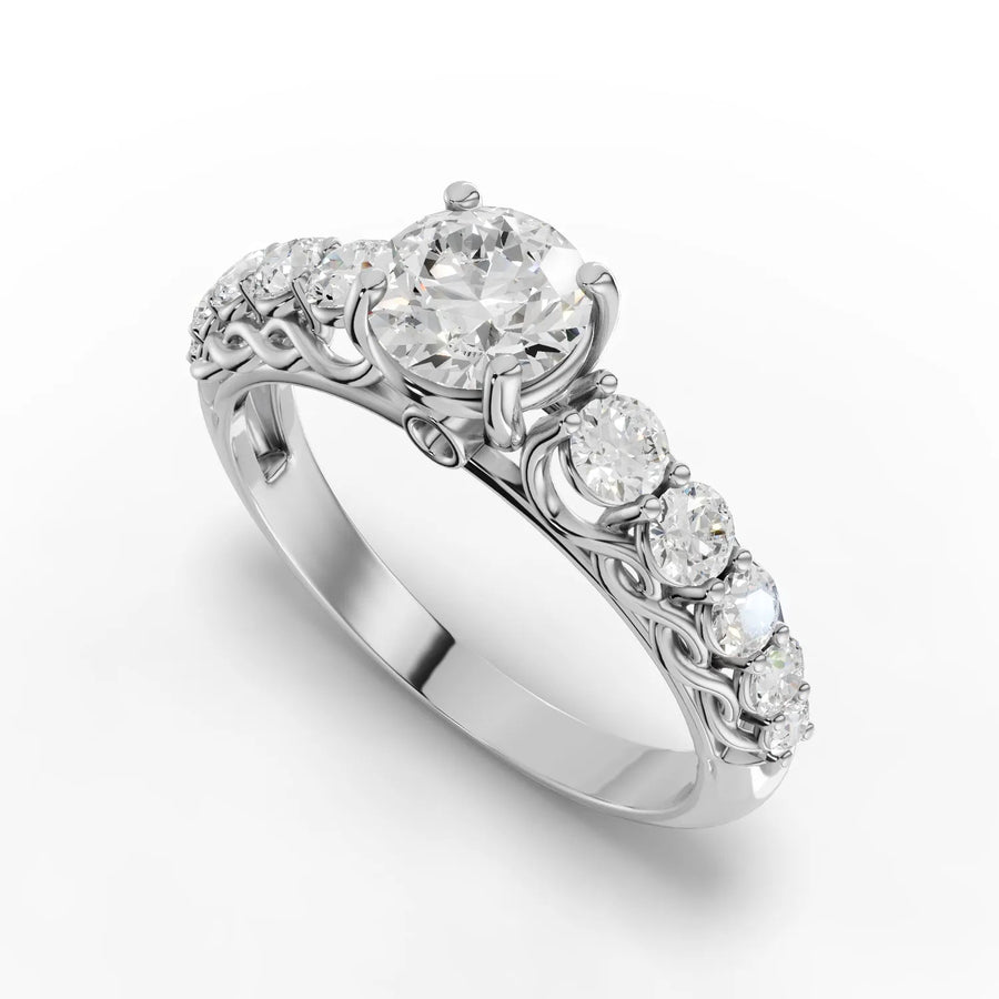 Twisted diamond ring white gold angle