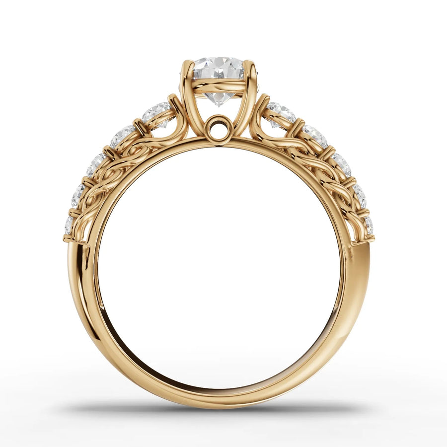 Twisted band lab-grown ring yellow gold close-up