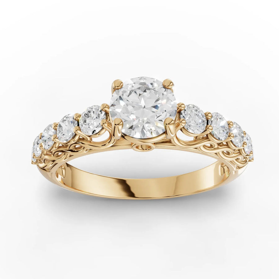 1.06 CT twisted band lab-grown diamond ring yellow gold top view
