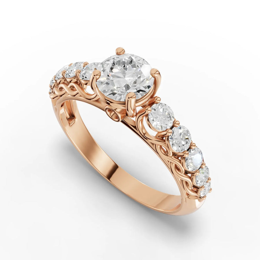Twisted diamond ring rose gold angle